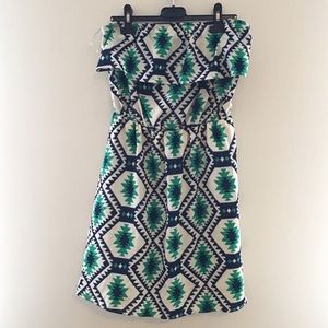 Tribal print strapless dress